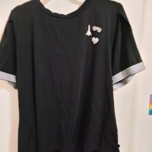 Karl Lagerfeld Black Blouse with Short Sleeves and Decorative Embellishment